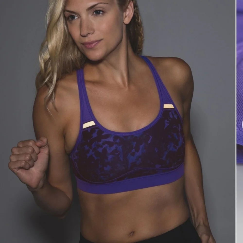 Lululemon Sweaty Or Not Bra Floral Sport Backdrop Iris Flower Multi / Iris Flow - Picture 5 of 10